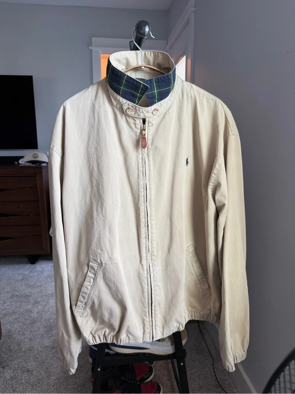 Polo by Ralph Lauren Men's Light Beige Zip-Front Harrington Jacket